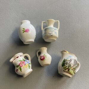 Austrian Vintage Porcelain Mini Decor Flower Vases Bundle of 05